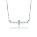 wholesale S925 Sterling Silver European and American Fashion Cross Necklace for Women, Exquisitely Set with Zirconia, Versatile Collarbone Chain-0-0