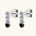 wholesale S925 Sterling Silver Moissanite Stud Earrings, High-end Minimalist Black and White Moissanite Earrings for Cross-border Jewelry Wholesale-0-1