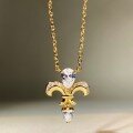 wholesale 925 silver plated with 18K gold iris flower necklace, elegant and versatile fashion retro water drop necklace-0-3