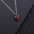 wholesale Fashionable and minimalist S925 silver alloy natural garnet heart pendant necklace-0-2