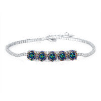 Sterling Silver Cross-Border Four-Prong Moissanite Bracelet-5ct Seven-Color Moissanite
