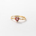 wholesale S925 Sterling Silver Red Diamond Inlaid Heart Adjustable Opening Ring R00169-0-3