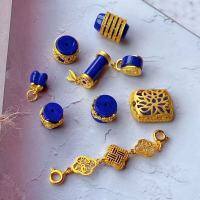 wholesale S925 gold-plated, inlaid with natural lapis lazuli accessories, DIY bracelet and necklace accessories, spacer beads for hand-braided rope accessories-2# one