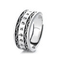 wholesale S925 Silver Retro Antique Eight-Character Mantra Chinese Style Buddhist Scripture Niche Design Adjustable Ring-0-4