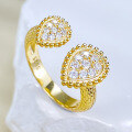 wholesale Metal material, Bohemian-style simulated diamond teardrop ring for women, wedding ring, cross-border trendy Ins design-0-2