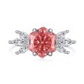 wholesale S925 Sterling Silver Cross-Border Women's Ring with 8A Ice Flower Zircon, Sparkling Pink Geometric High-Carbon Diamond, Fresh and Sweet-0-5