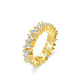 S925 Silver Ring with Moissanite in 18K Gold Plated Crossover Design-0-4
