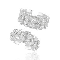 wholesale S925 Sterling Silver Irregular Tree Grain Ring Women's Minimalist Style Vertical Grain Niche Original Design Ins Adjustable Silver Ring-JA890 Silver [No. 15/Adjustable]  Adjustable opening
