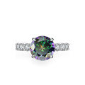 wholesale Sterling Silver 3ct Four-Prong Colorful Moissanite Ring Cross-Border Wholesale Manufacturer-0-7