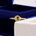 wholesale S925 Silver Gold-Plated Japanese Light Jewelry, Small Fresh Twist Ring, Simple Heart Moon Zircon Ring for Women-0-2