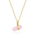 wholesale 10K gold-plated 925 silver geometric pendant, cross-border new simple and fashionable synthetic pink crystal diamond column pendant for women-0-5