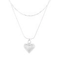 wholesale S925 sterling silver double-layer frosted 3D heart pendant necklace, Korean-style fashionable and versatile luxury elegant women's jewelry-0-4