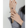 wholesale S925 Silver JF909 Korean-style Minimalist Open Heart-shaped Double-layer Adjustable Ring for Women-0-3