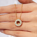 14K Gold Plated 925 Silver Moissanite Round Pendant Necklace-0-2