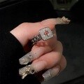 wholesale Sterling Silver Trendy TikTok Viral Mahjong "Red Zhong" Ring for Women, Minimalist Ins Design with High-End Elegance Adjustable Open Band-0-6