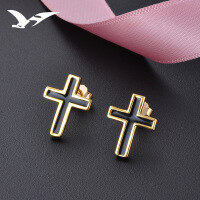 wholesale S925 silver stud earrings, Korean-style gold-colored fashionable enamel earrings, women's minimalist plain silver jewelry, factory direct supply-Earrings-Not with Tremella Plugs>925 Silver