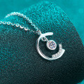 S925 Silver Full Moissanite Necklace for Women, Elegant Pendant Collarbone Chain-0-1