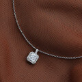 wholesale 925 Silver 2ct Square 7*7 High Carbon Diamond Pendant Necklace, Ins40+3-0-2
