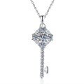 S925 Silver Moissanite Sunflower Key Pendant Necklace Wholesale-0-3