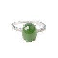 wholesale 925 Sterling Silver Inlaid with Jasper Women's Ring Certificate, Natural Hetian Jade Ring Manufacturer Direct Wholesale-0-4