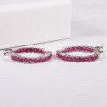 wholesale 925 Sterling Silver Plated Cultivated Ruby and White Zirconia Round Earring Hoop European and American Style-0-2