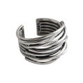 wholesale S925 Sterling Silver Korean-style Minimalist Vintage Multi-layer Line Wrapped Open Adjustable Ring for Women-0-4
