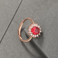 wholesale S925 Sterling Silver Women's Korean Style Elegant Synthetic Ruby Zircon Ring Adjustable Open Band Christmas Gift-0-3