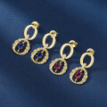 wholesale 925 sterling silver fully gold-plated with lab-grown ruby and sapphire convertible earrings for elegant women's wedding banquet jewelry-0-2