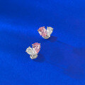 wholesale S925 Silver New Style Pink-White Teardrop Double Stone Earrings Padparadscha Sweet Minimalist Cross-Border-0-3