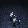 Sterling Silver Snowflake Earrings with Moissanite for Women-0-1