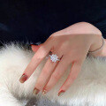 Sterling Silver Moissanite 3ct Snowflake Youth Bulb Bridal Ring Adjustable Cross-border-0-0