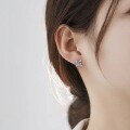 S925 Sterling Silver D Color Moissanite Stud Earrings, Four-Prong Eight-Pointed Star-0-2