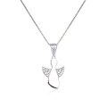 wholesale S925 Sterling Silver Rhinestone Angel Pendant Necklace, Korean Style Fashion Collarbone Chain for Women-0-4