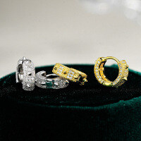 S925 Sterling Silver Geometric Hip Hop Moissanite Earrings for Men and Women-Set with moissanite - Gold  925 Silver