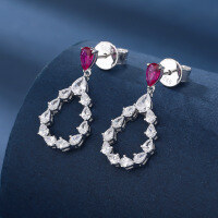 wholesale Metal material, Korean-style ins minimalist earrings, niche design hollow teardrop-shaped earrings, fashionable full-diamond colorful earrings wholesale-earrings