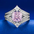 wholesale 925 Silver Crown Princess Style 7*7 Pink Diamond Niche Design Fashion Stackable Ring by MuJing Jewelry New Collection-0-0