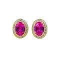 wholesale [Precious Metal] 925 Silver Gold Plated One Carat Oval Pink Sapphire Earrings, Simple and Versatile for Live Streams and Xiaohongshu-0-4