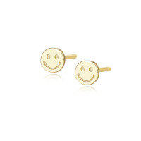 wholesale S925 Sterling Silver Minimalist Geometric Stud Earrings With Smiley Face Design, Versatile Wholesale-E3939-Gold 925 Silver