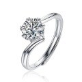 925 Silver Moissanite Twist Shank Star Band-0-3