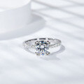 wholesale 18k White Gold Plated Silver 75mm Round Full Moissanite Ring-0-3