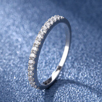 wholesale S925 Sterling Silver Moissanite Ring for Women, Minimalist Fashion, Versatile Light Luxury Style, Niche Closed Design, Slim and Petite-10-point (zircon) ring size 7