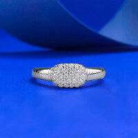 wholesale S925 Silver New Rectangular Diamond-Inlaid Ring Accordion Pattern High-End Minimalist Vintage Ring Live Broadcast-R1417 White No. 7