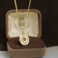 wholesale S925 sterling silver overall retro French Euro-American light luxury pendant stylish necklace for daily commuting women-BX0301-Gold>925 Silver