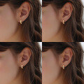 wholesale S925 Sterling Silver Geometric Heart Zircon Ear Clips For Women, Fashionable Luxury Heart-shaped Ear Hoops-0-1