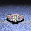 Two-Tone Gold Silver Moissanite Ring for Women-0-0