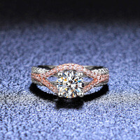Two-Tone Gold Silver Moissanite Ring for Women-2 carats (set with zircon)  16 yards