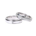 wholesale 18K Gold Inlaid with Natural Diamond Couple's Rotatable Ring Full Diamond Band Engagement and Wedding Ring for Men and Women-0-4