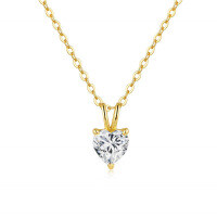 14K Gold Plated 925 Silver Moissanite Heart Pendant Necklace for Women, Cross-border Supply.-0.5CT set with zircon  925 silver