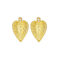 wholesale S925 Sterling Silver 671 Leaf Texture Micro-Pavé Diamond Stud Earrings for Women, Minimalist Style, Small and Unique, Versatile Silver Ear Accessories-18K gold [with sterling silver ear plugs]  925 silver