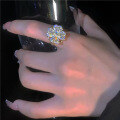 wholesale S925 Sterling Silver Rotating Four-Leaf Clover Ring Lucky Guardian Full Diamond Flower Adjustable Open Ring Index Finger Ring-0-4